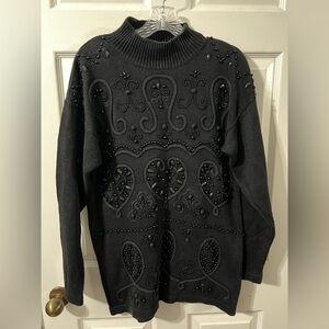 Victoria Jones Elegant Black Embellished Sweater - size small